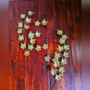 2 Vintage Home Interiors Brass Leaf Wall Swags